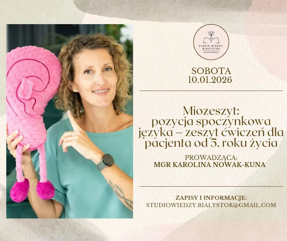 SZKOLENIE: Miozeszyt: pozycja spoczynkowa języka - zeszyt ćwiczeń dla pacjenta od 5. roku życia