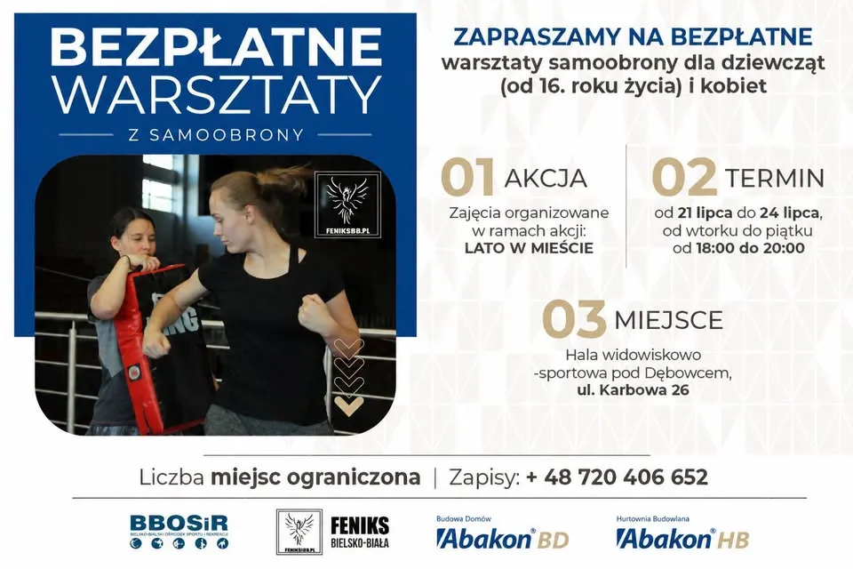 Bezpłatne warsztaty samoobrony dla kobiet z BBOSiR i Abakon BD Abakon HB