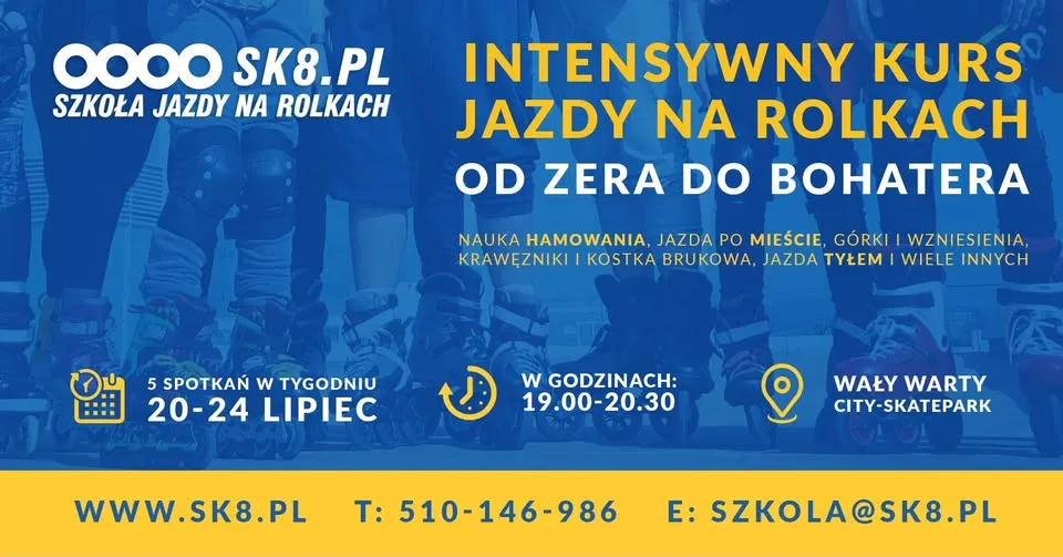 Intensywny kurs jazdy na rolkach dla dorosłych - wakacyjna edycja! Od zera do super skatera!