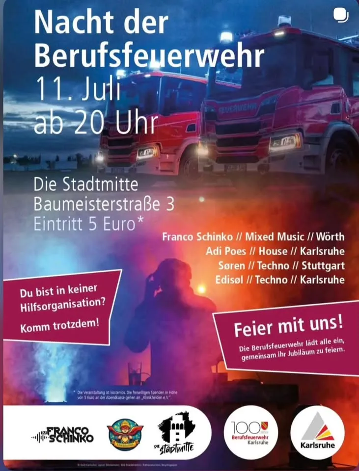 Partynacht 100 Jahre Berufsfeuerwehr! Für Blaulichter, Freunde und Partywillige! 
