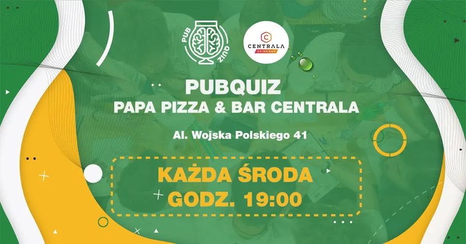 PubQuiz w Papa Pizza & Bar Centrala Zielona Góra 🧠 Drużynowy quiz z nagrodami 💰
