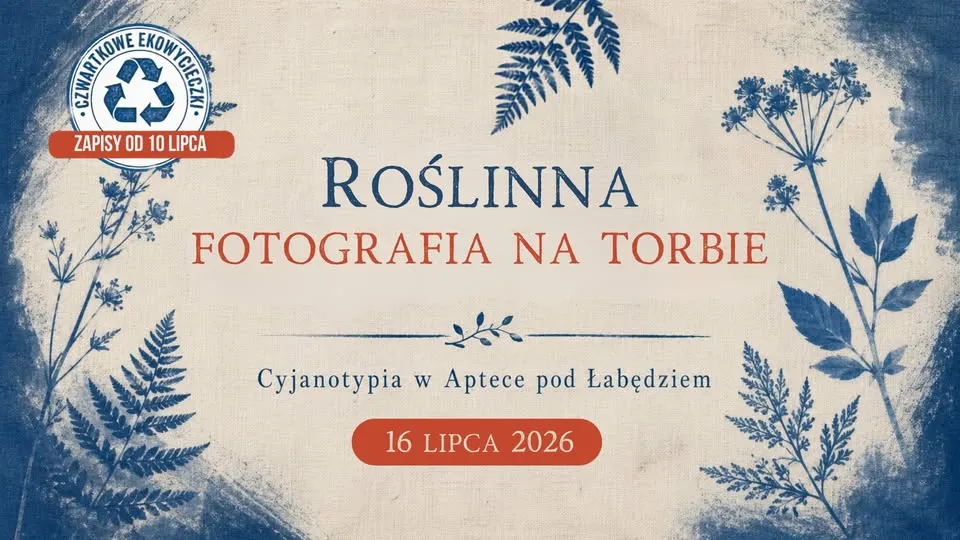 Roślinna fotografia na torbie. Cyjanotypia w Aptece pod Łabędziem  |  Czwartkowa EkoWycieczka