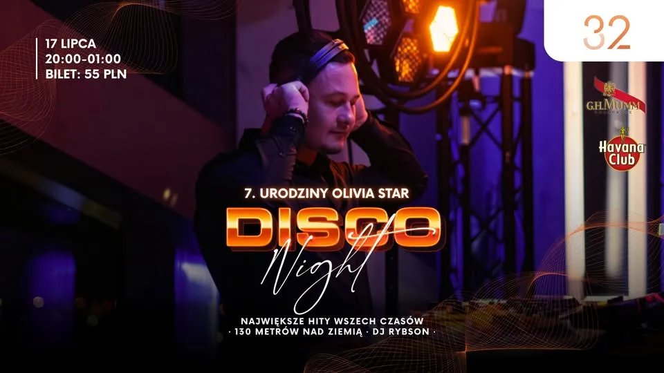 🪩🎂 Urodzinowe DISCO NIGHT na 32. piętrze | Tańcz z widokiem na całe Trójmiasto! 