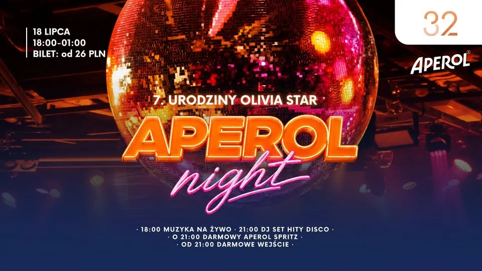 🎂🍊 Urodzinowe Aperol Night na 32. piętrze | Darmowe wejście od 21:00!