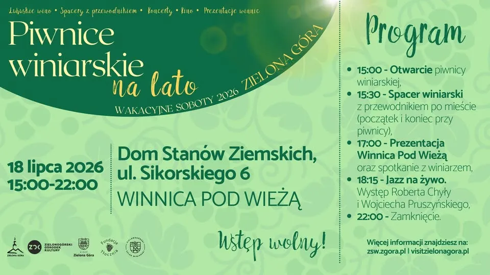 Piwnice winiarskie na lato - Winnica Pod Wieżą w Domu Stanów Ziemskich