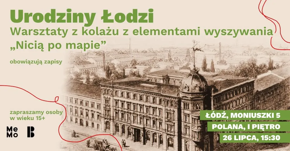 Urodziny Łodzi - Warsztaty z kolażu z elementami wyszywania "Nicią po mapie"