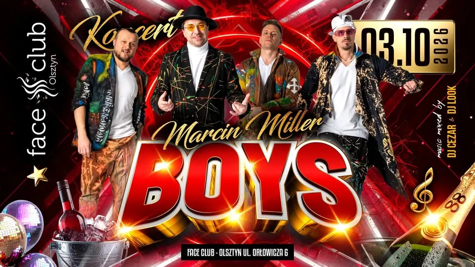 ⭐🎤 MARCIN MILLER Z ZESPOŁEM BOYS W OLSZTYNIE! ❤️ FACE CLUB ⭐ SOBOTA 💃