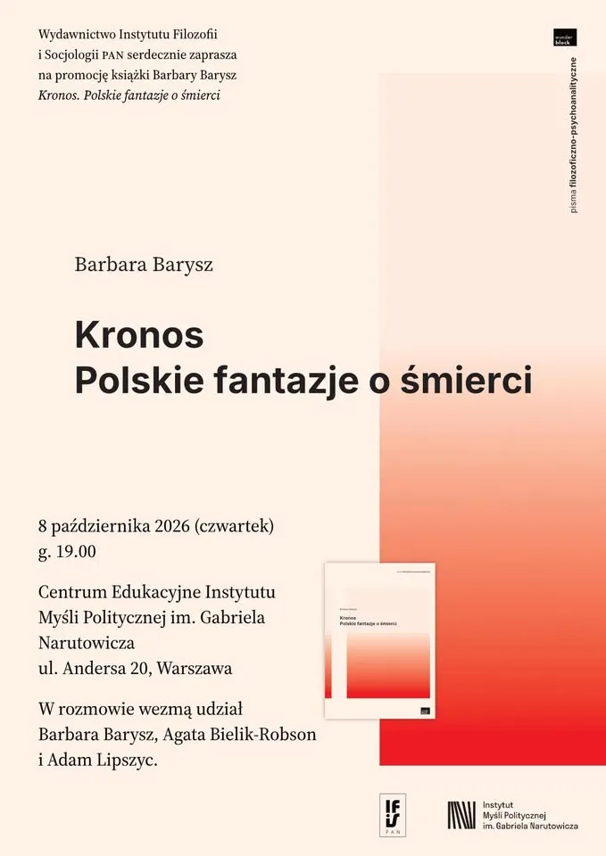 Promocja książki Barbary Barysz „Kronos. Polskie fantazje o śmierci”