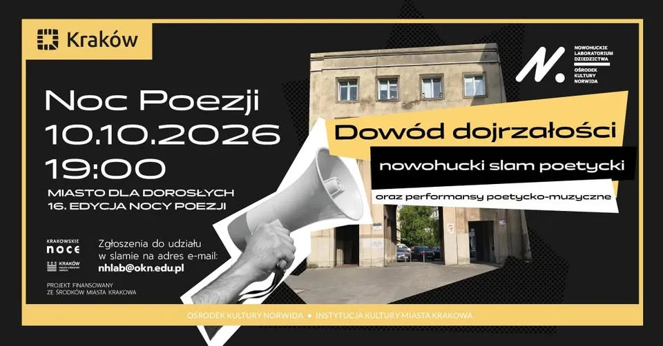 Dowód dojrzałości – nowohucki slam poetycki + Performanse poetycko-muzyczne