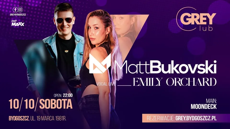 Matt Bukovski&Emily Orchard – 10.10 | Grey Club Bydgoszcz
