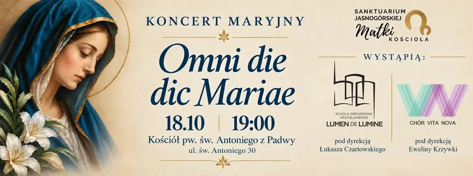 Koncert maryjnej muzyki chóralnej Omni die dic Mariae