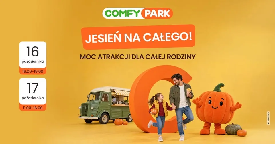 🎃 Dyniowa strefa foto, foodtrucki, warsztaty, gry i zabawy | Comfy Park Bydgoszcz